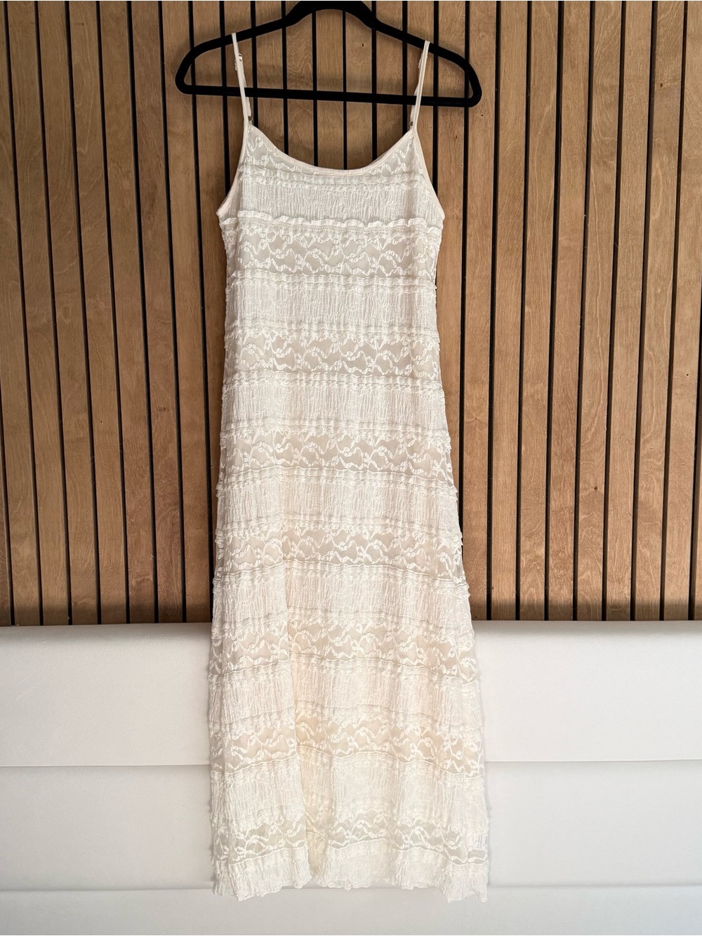 ADORA Cream Lace Midi Slip Dress